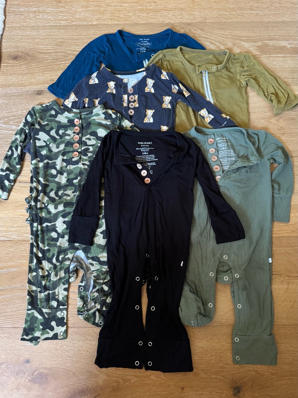 Posh Peanut Baby Pajama Bundle - Navy, Black, Olive, Camo, Teal, Green